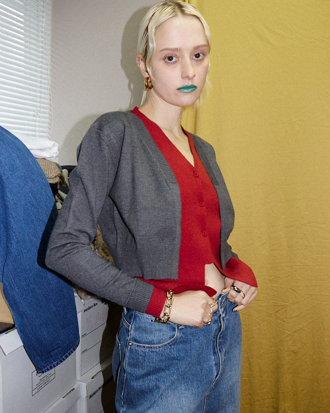 Contrast Cut Knit Cardigan