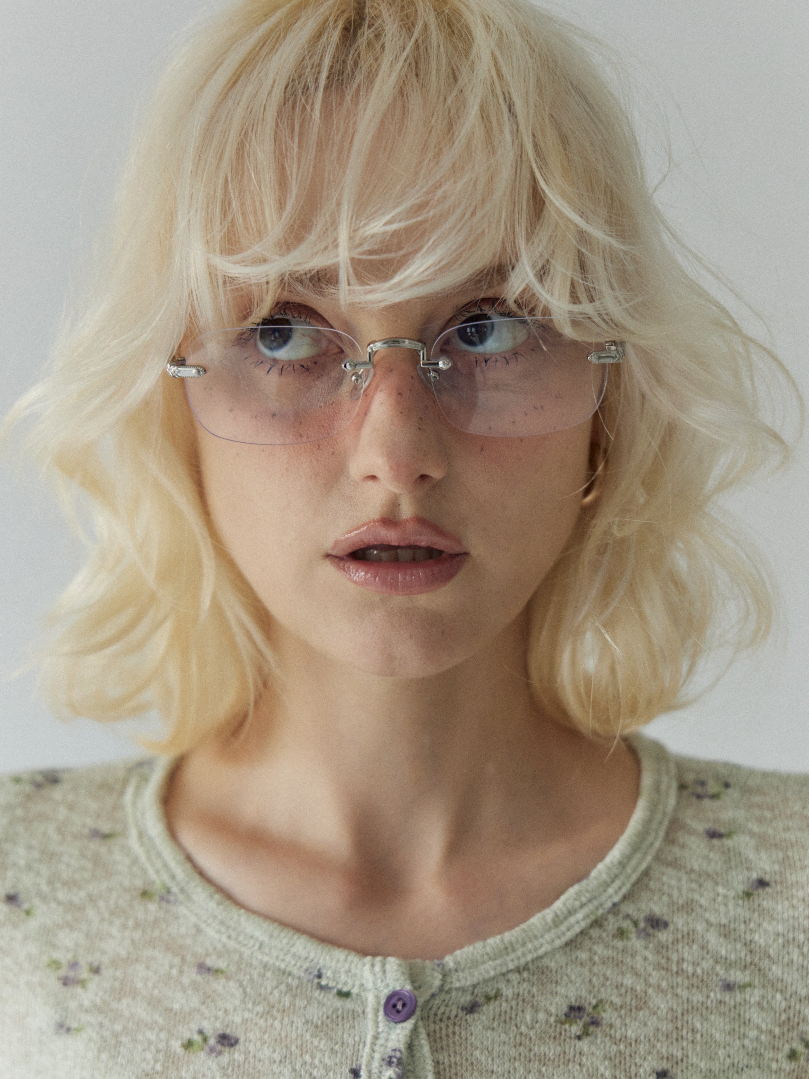 【W.E.Y】Edge Vein Rimless Glasse