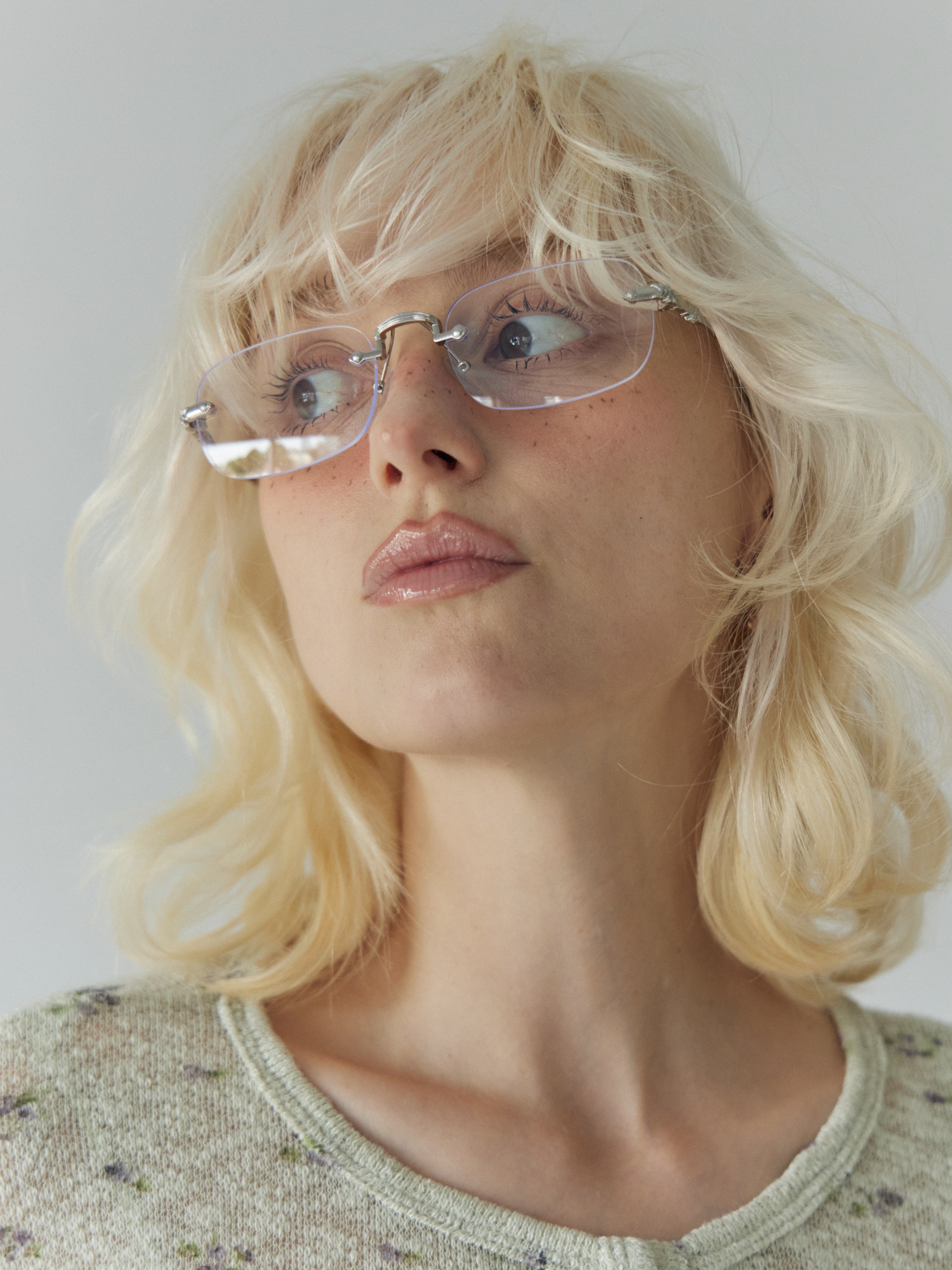 【W.E.Y】Edge Vein Rimless Glasse
