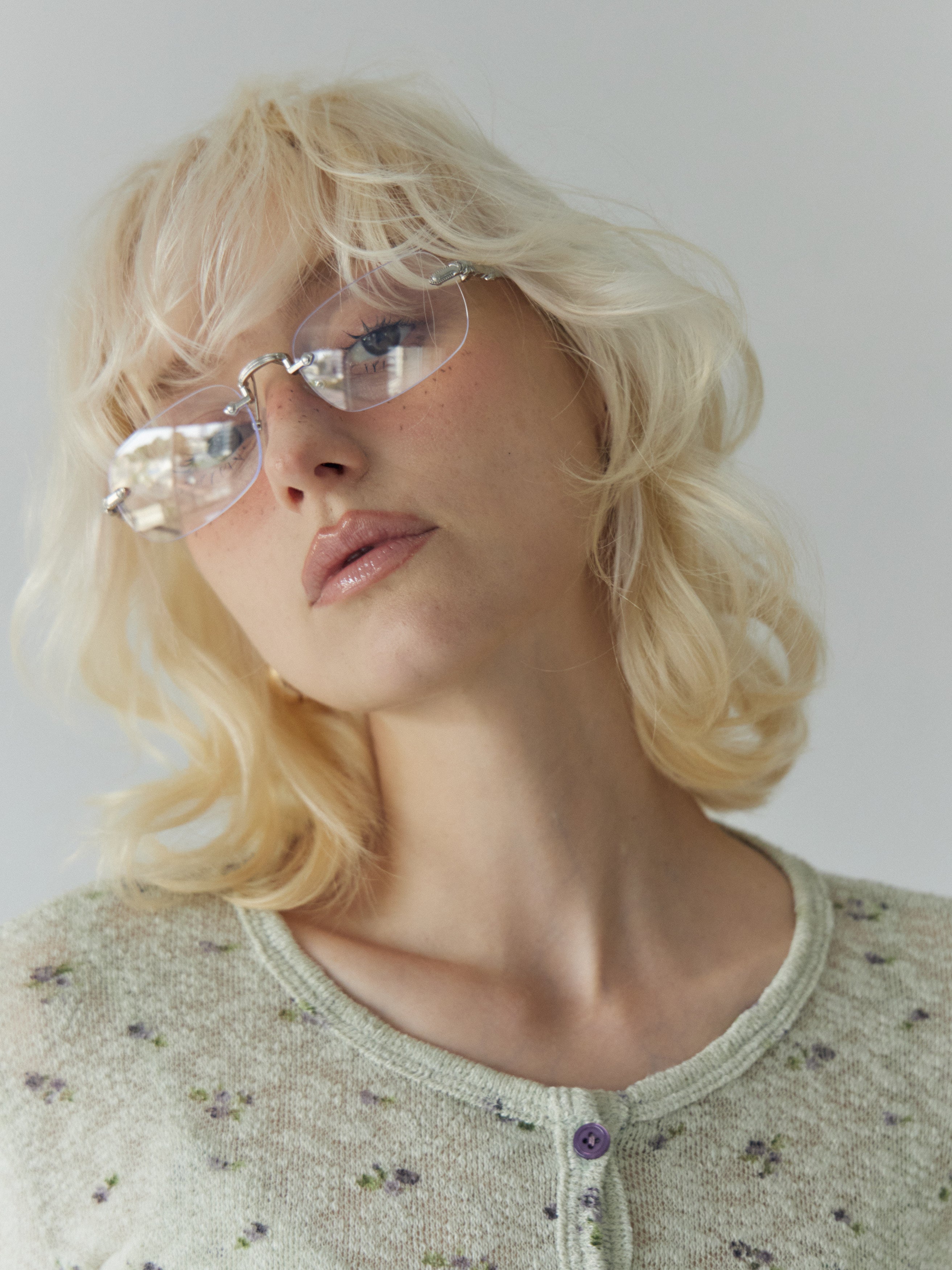 【W.E.Y】Edge Vein Rimless Glasse