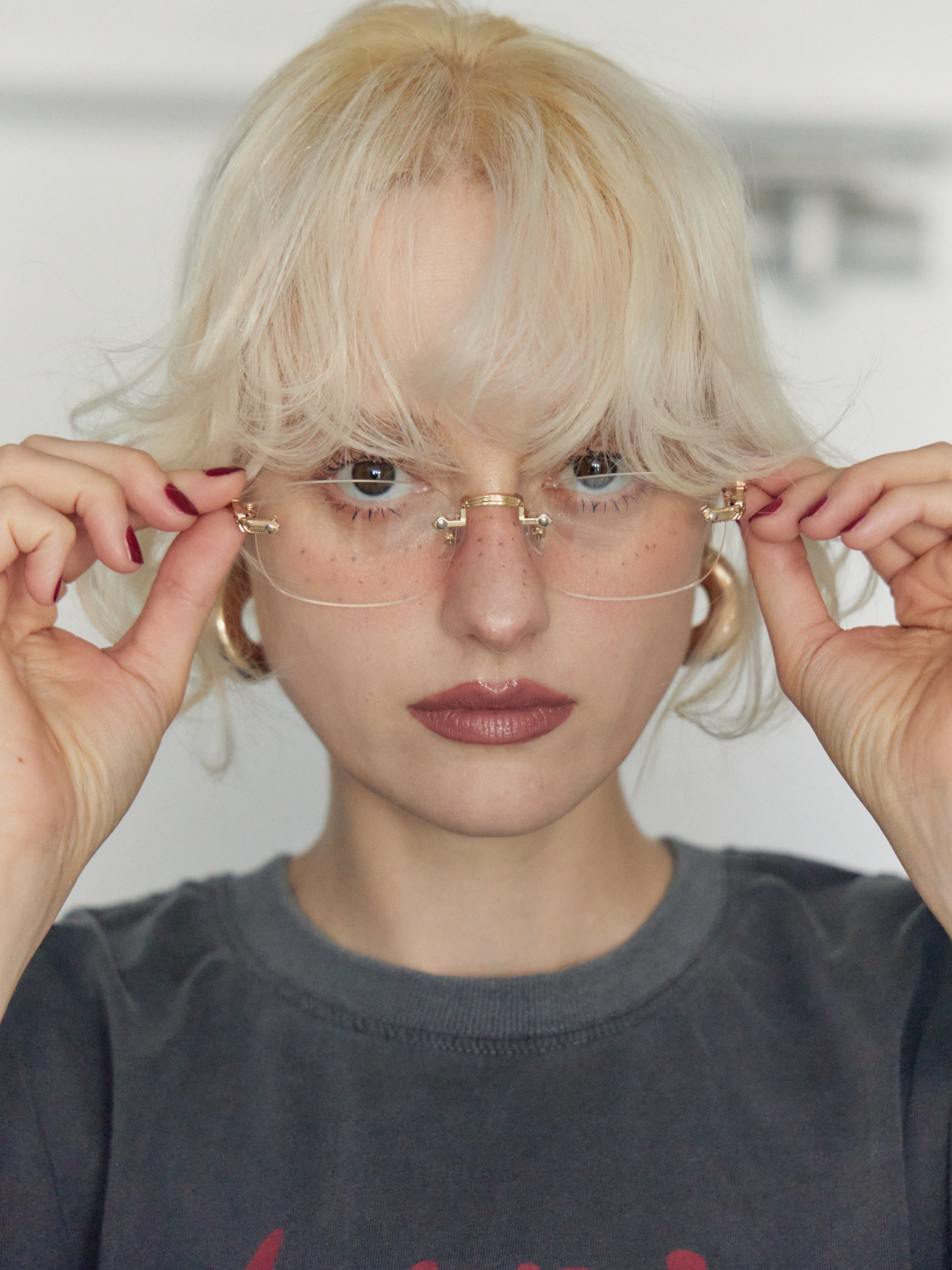【W.E.Y】Edge Vein Rimless Glasse