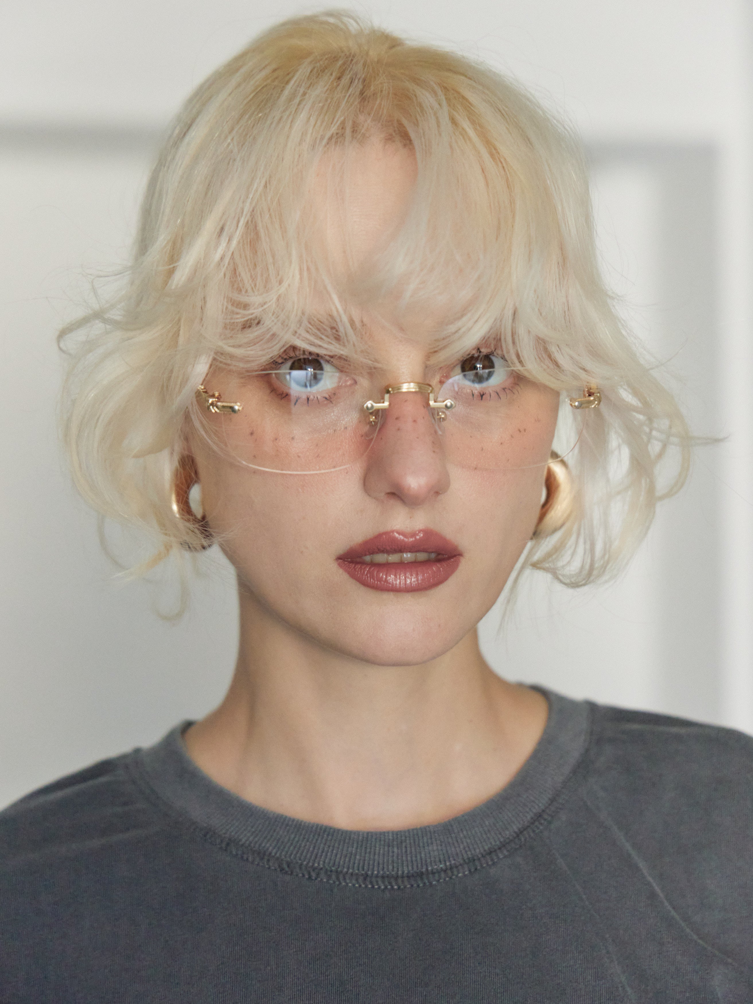 【W.E.Y】Edge Vein Rimless Glasse