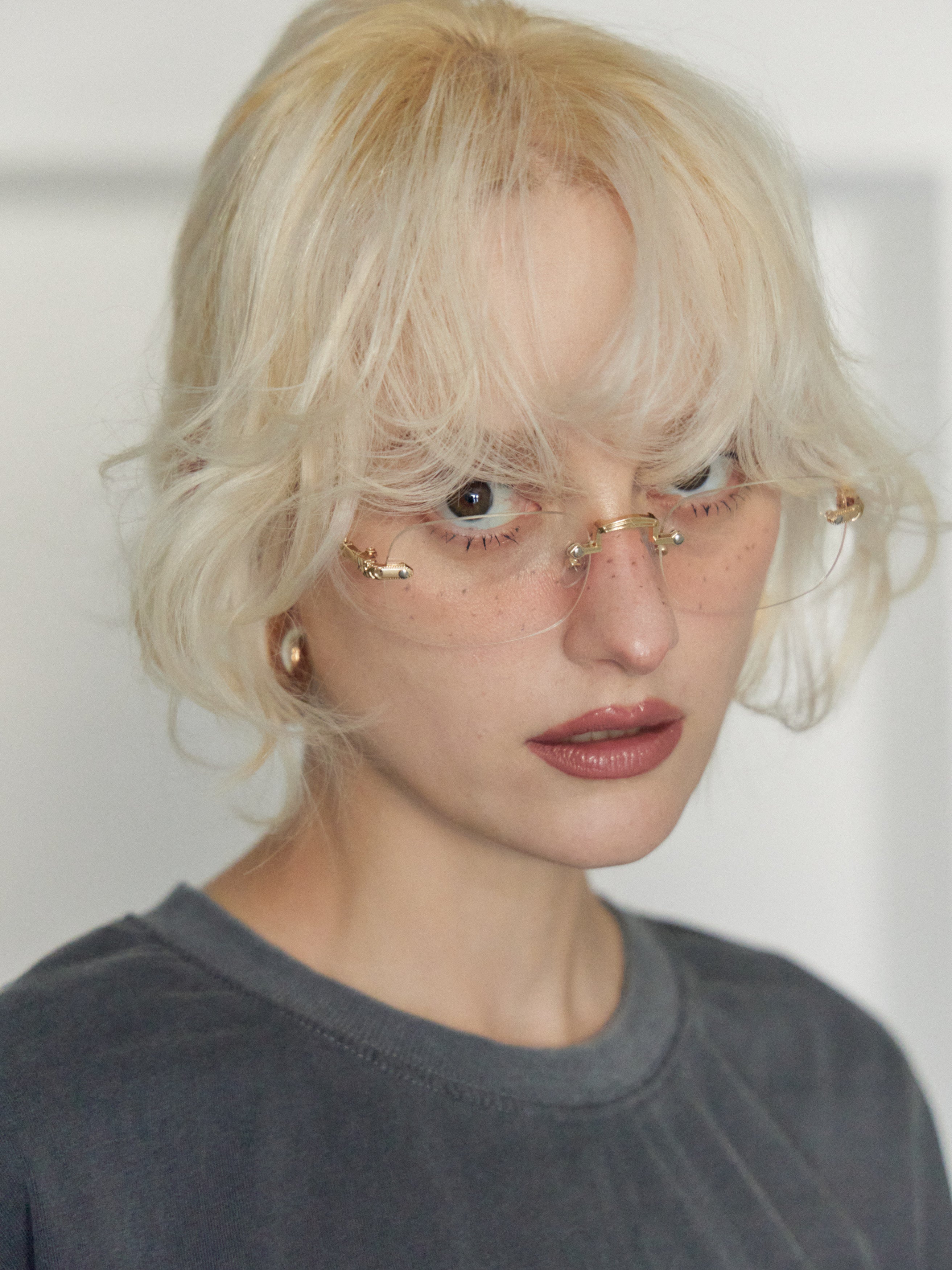 【W.E.Y】Edge Vein Rimless Glasse