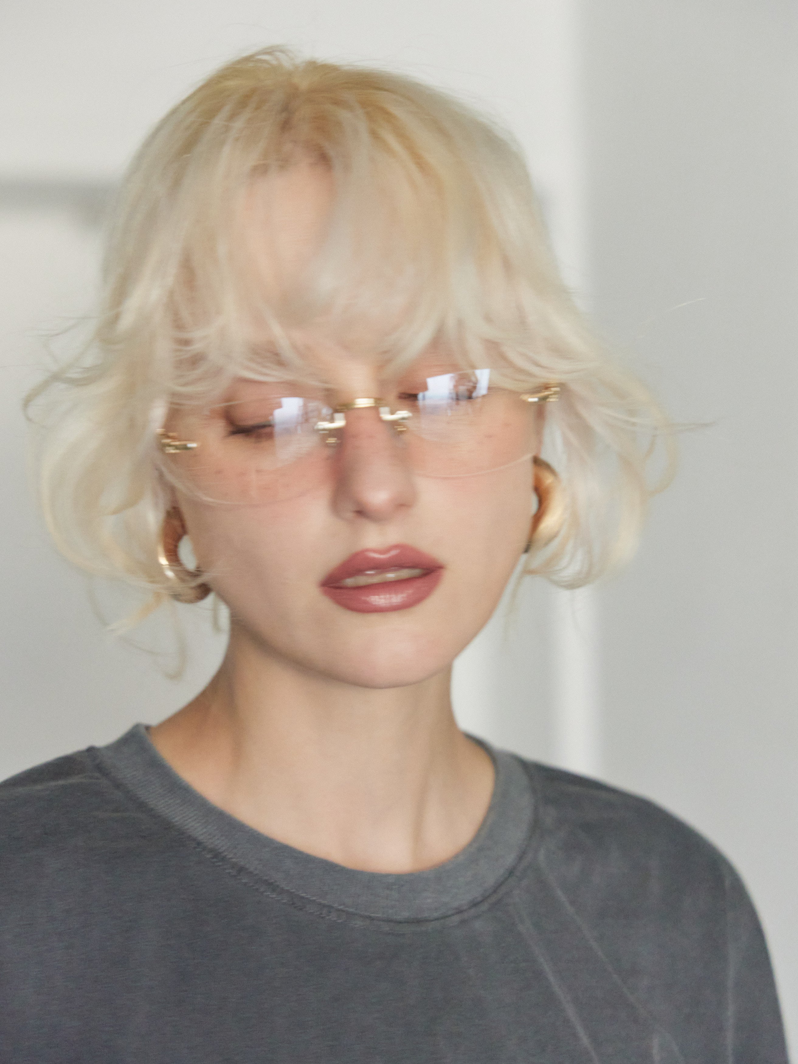 【W.E.Y】Edge Vein Rimless Glasse