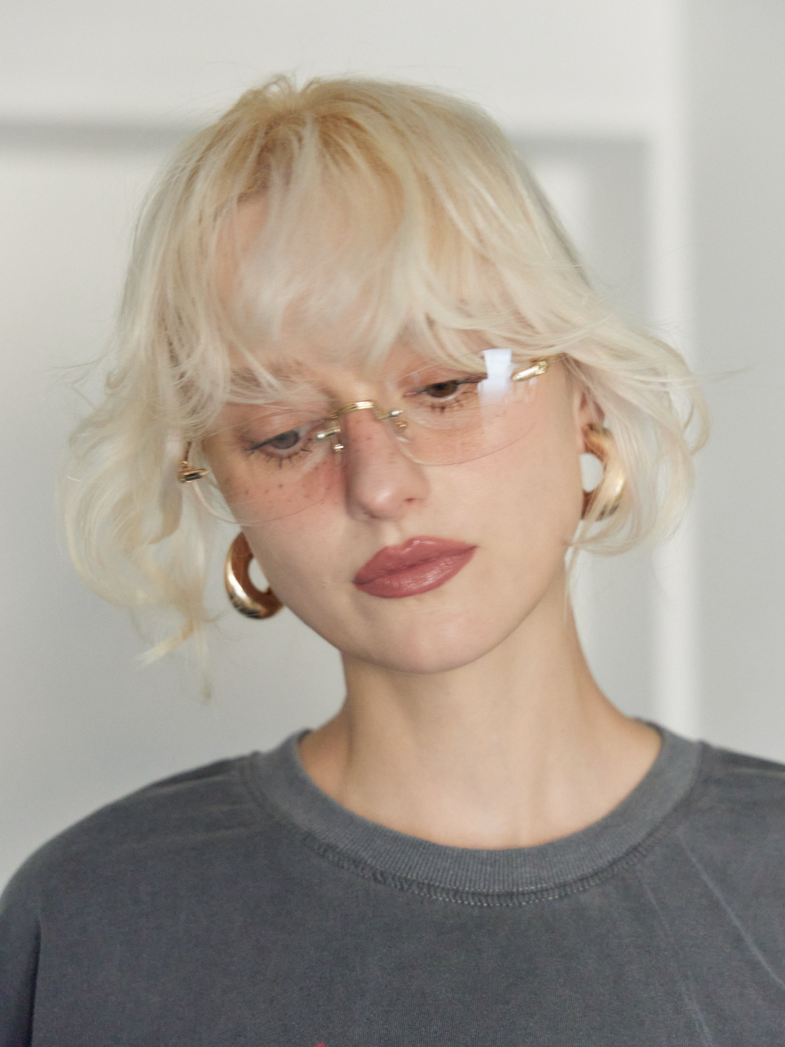 【W.E.Y】Edge Vein Rimless Glasse