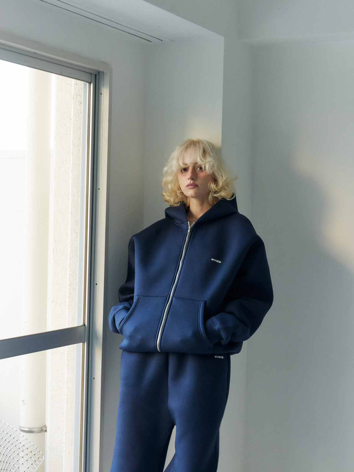 Double Face Logo Zip Hoodie