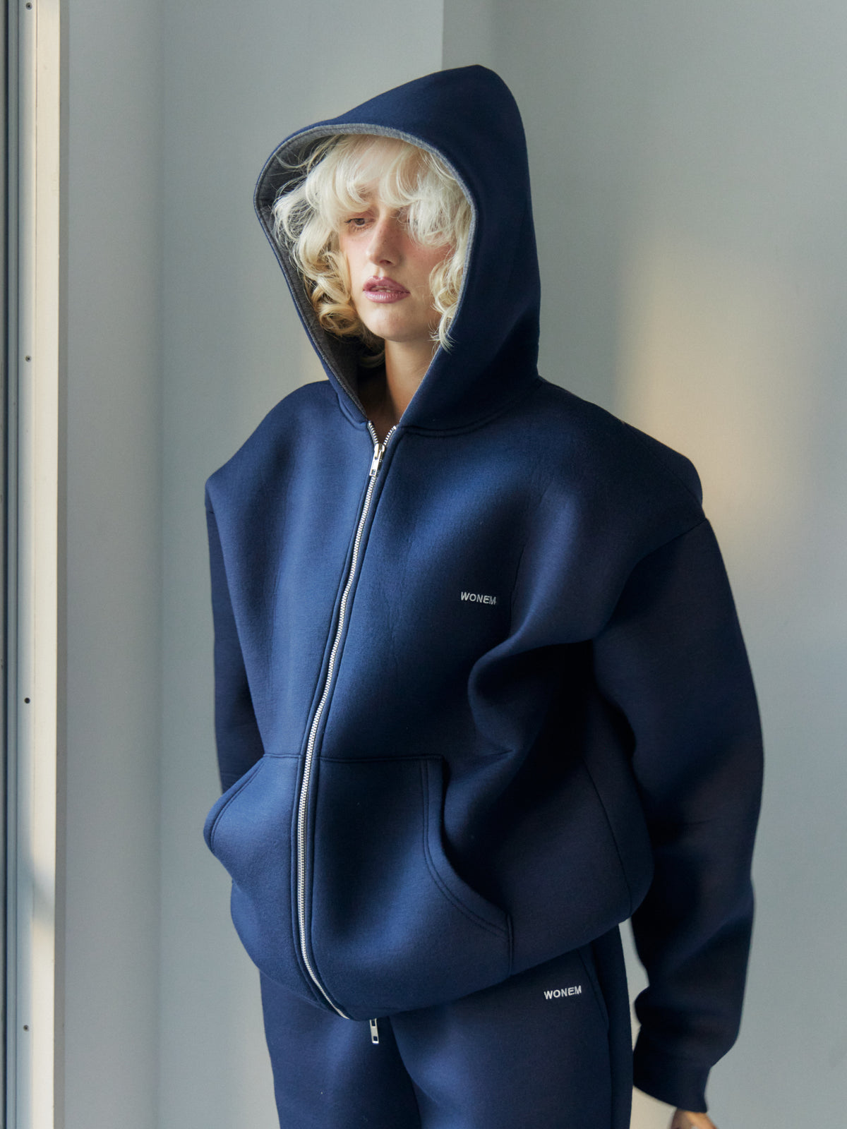 Double Face Logo Zip Hoodie