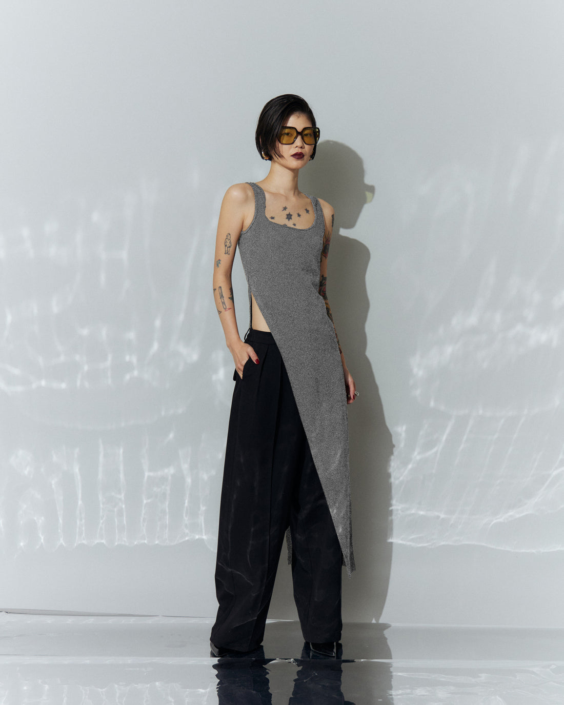 Square Long Slit Tank Top