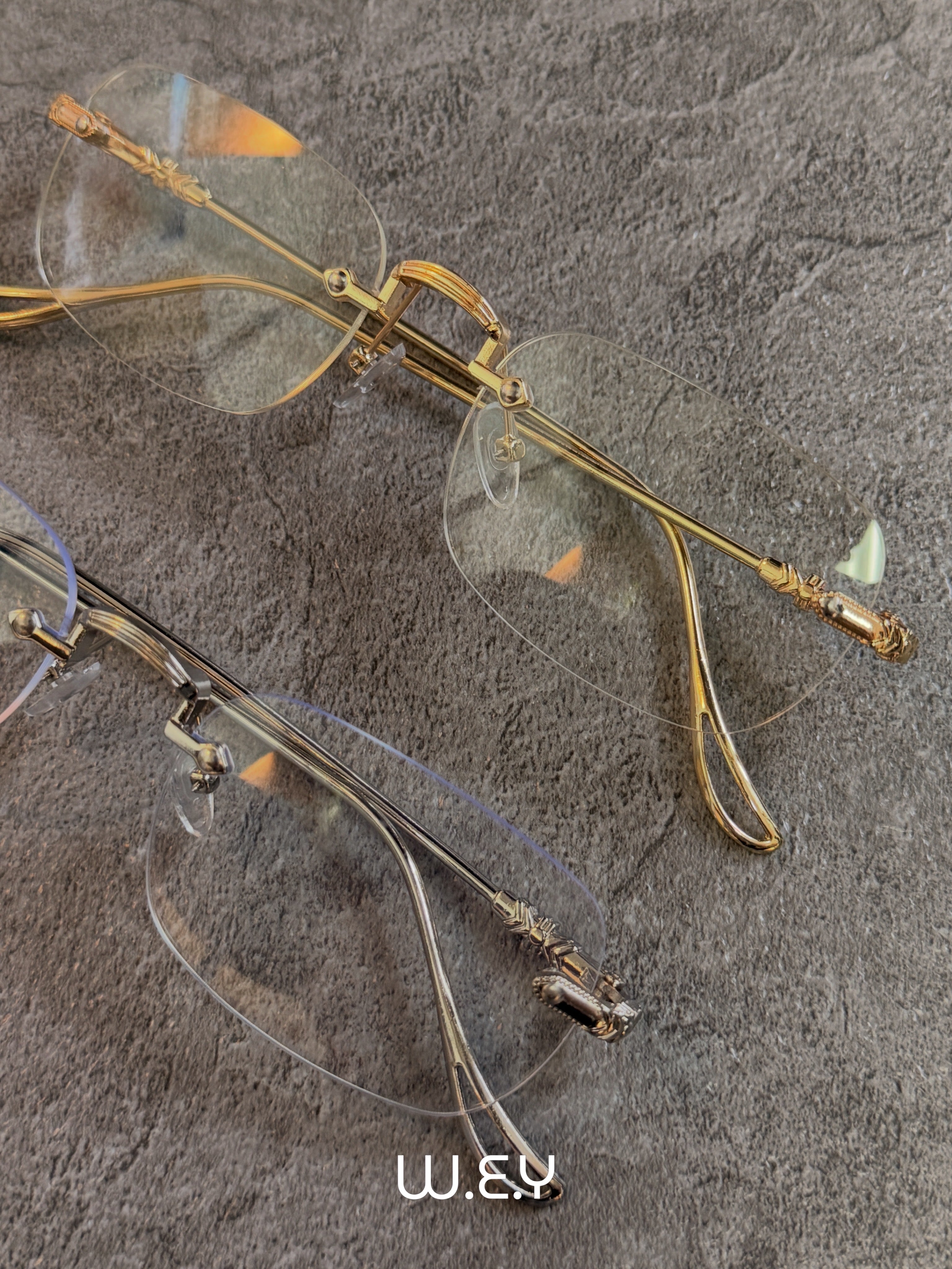 【W.E.Y】Edge Vein Rimless Glasse