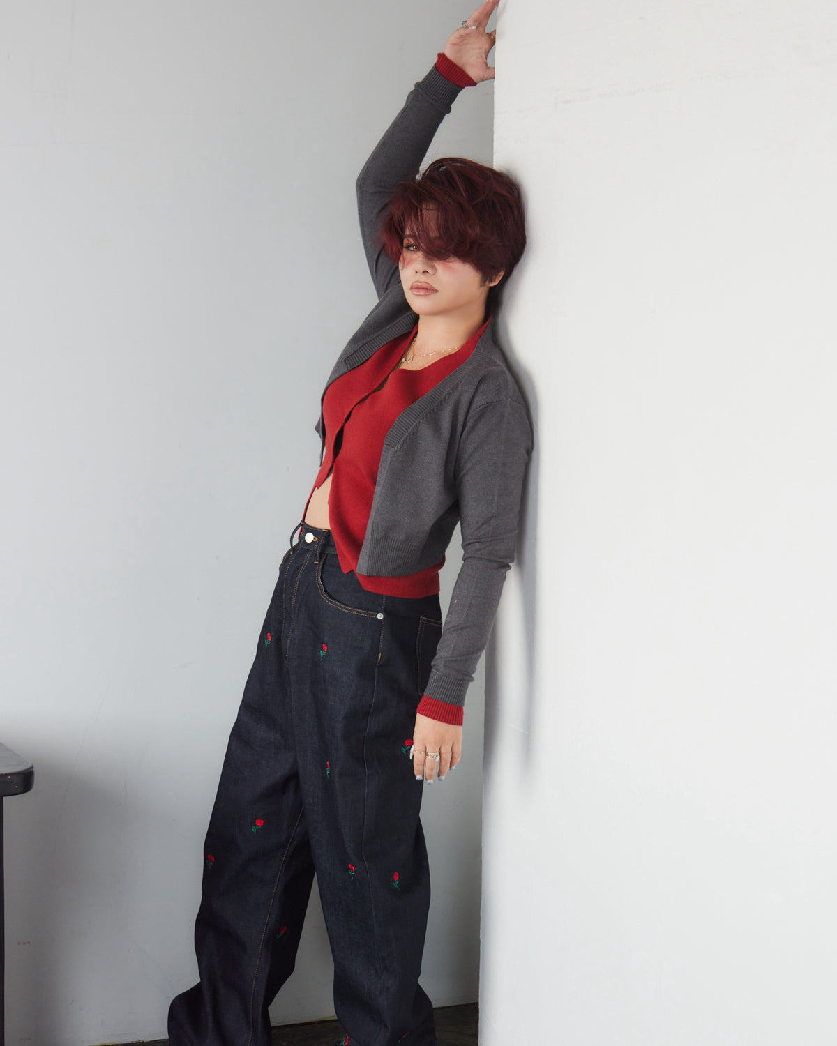 Contrast Cut Knit Cardigan