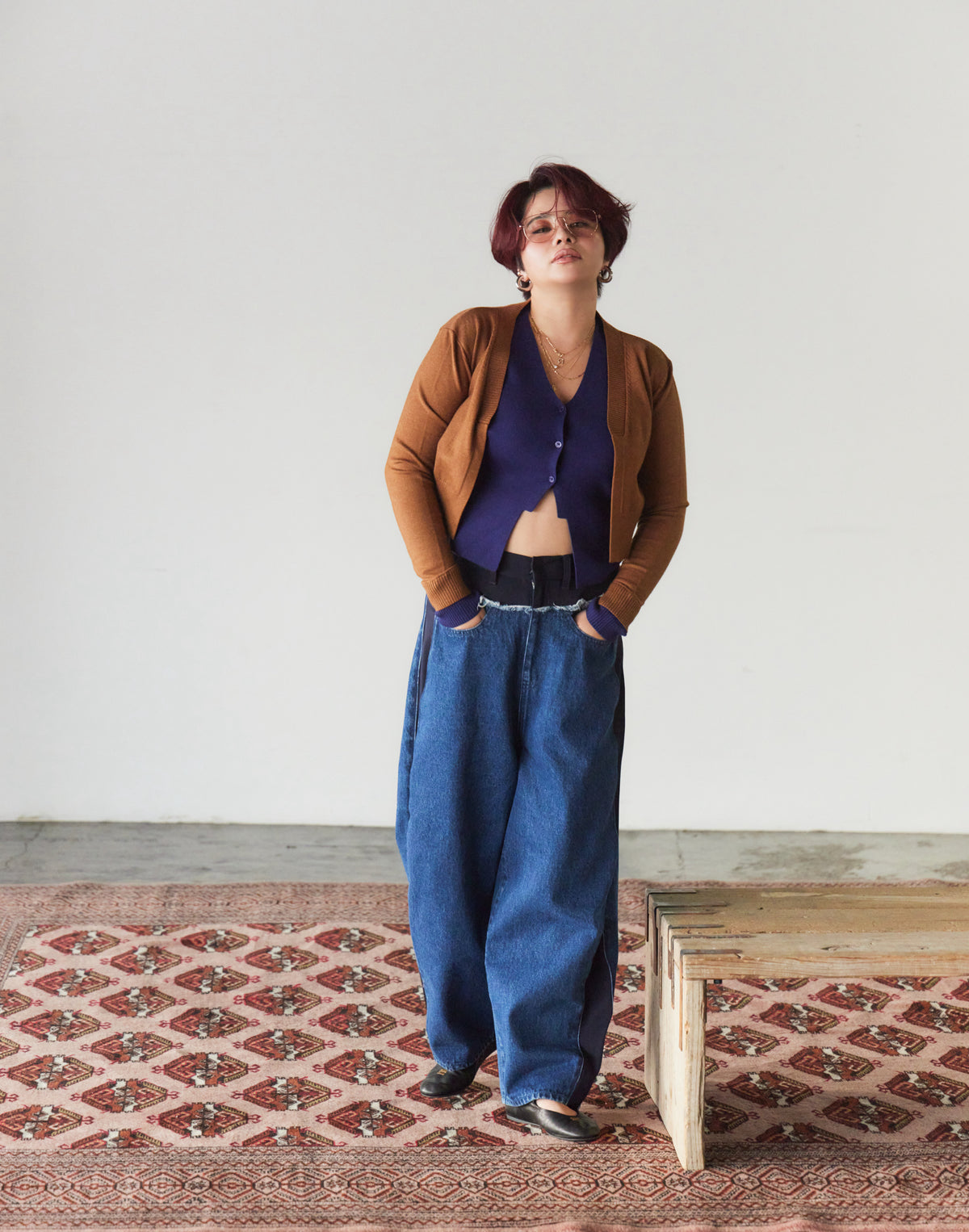 Contrast Cut Knit Cardigan