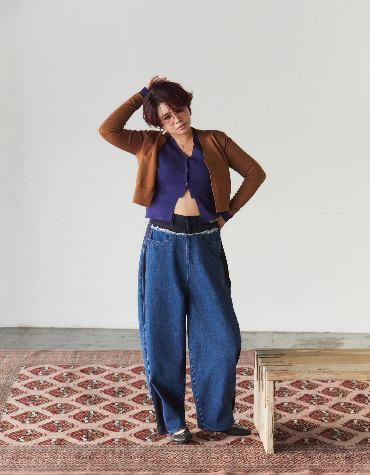 Contrast Cut Knit Cardigan