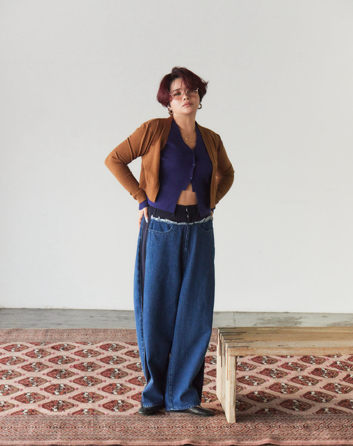 Contrast Cut Knit Cardigan