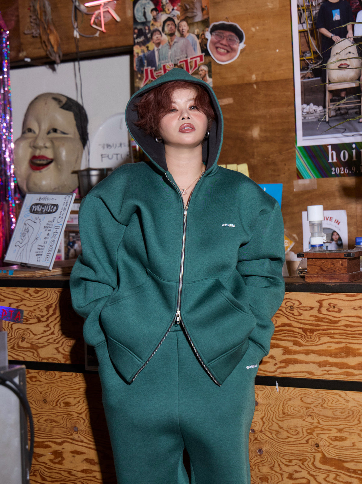 Double Face Logo Zip Hoodie