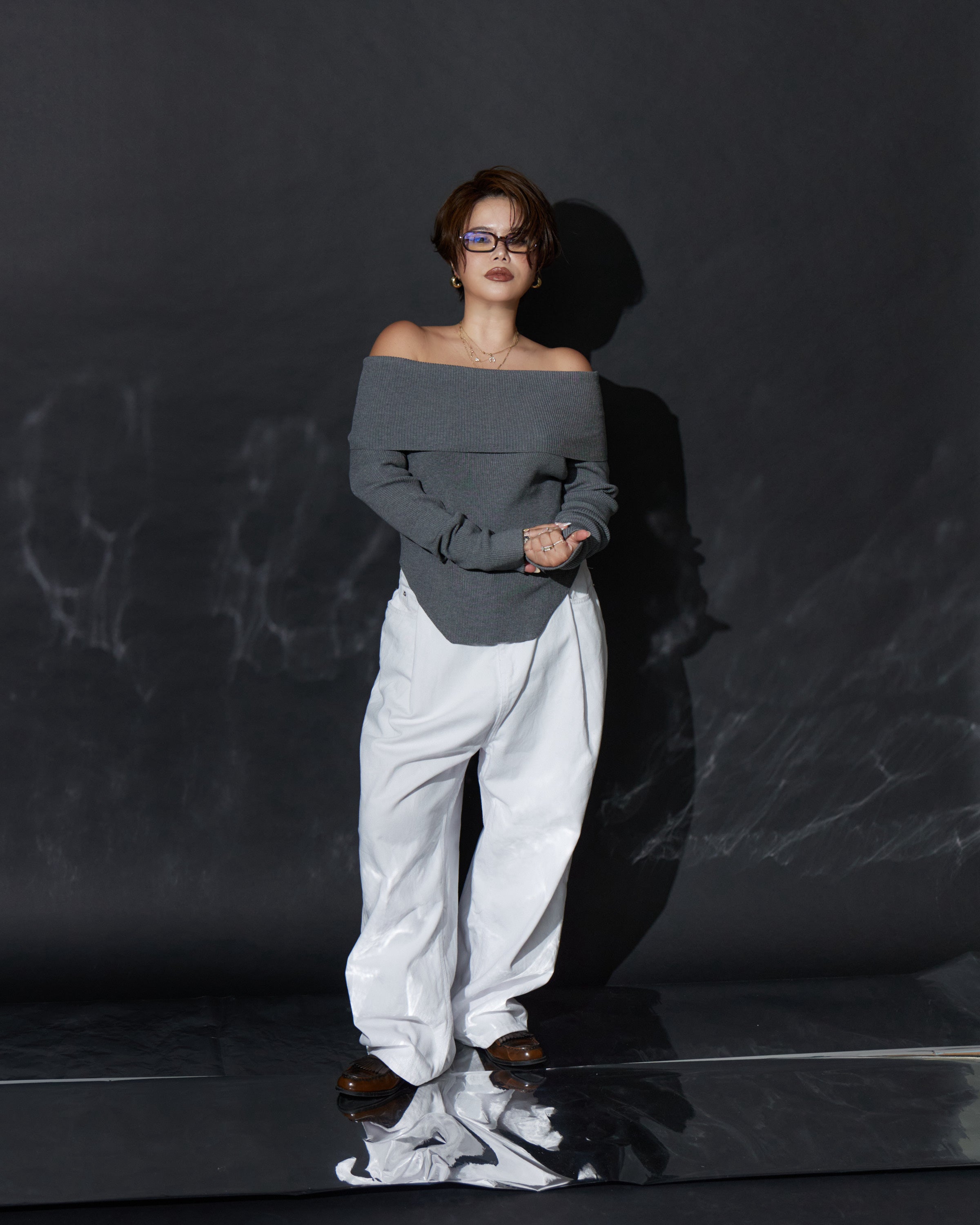 Sculpted Off-Shoulder Knit