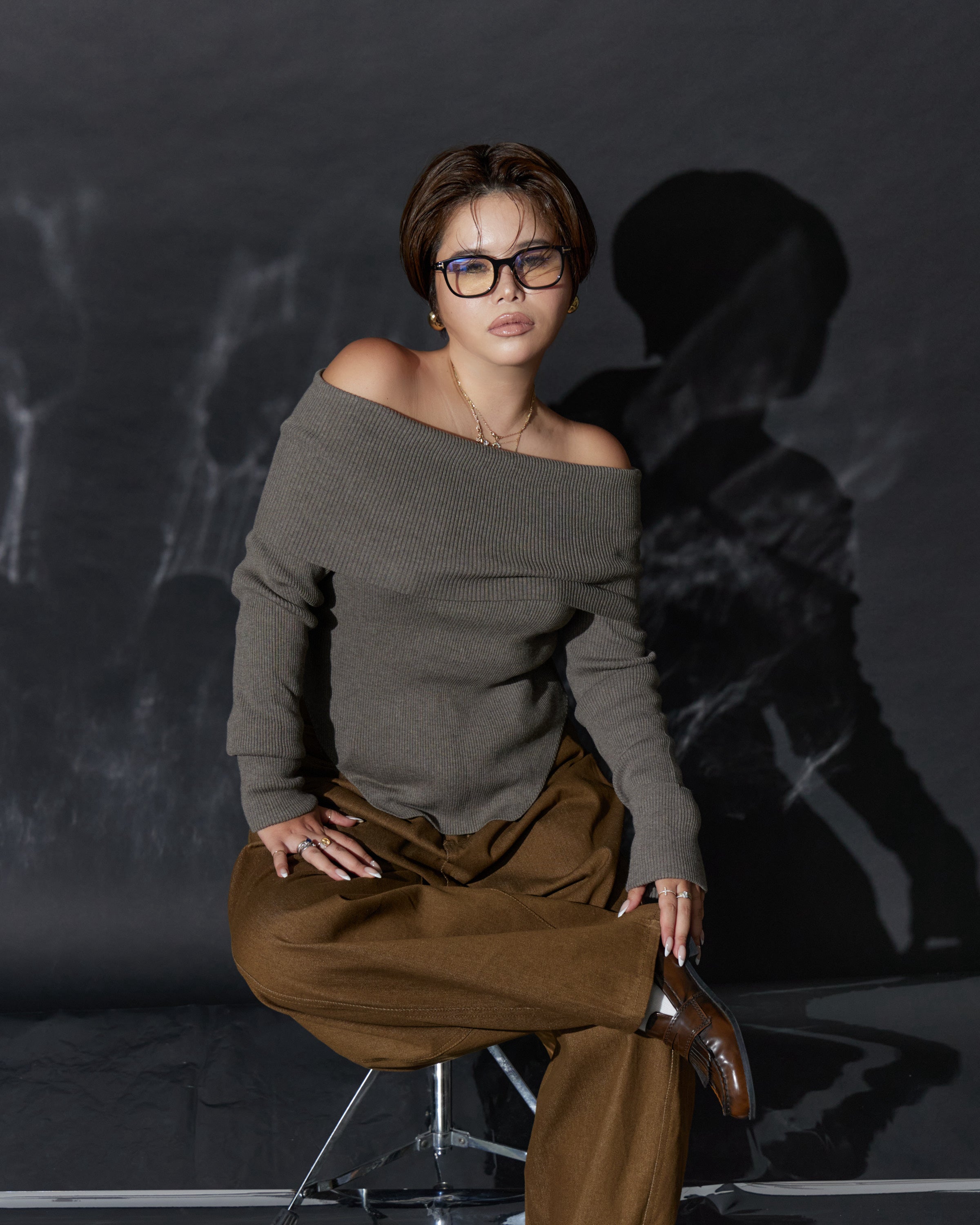 Sculpted Off-Shoulder Knit