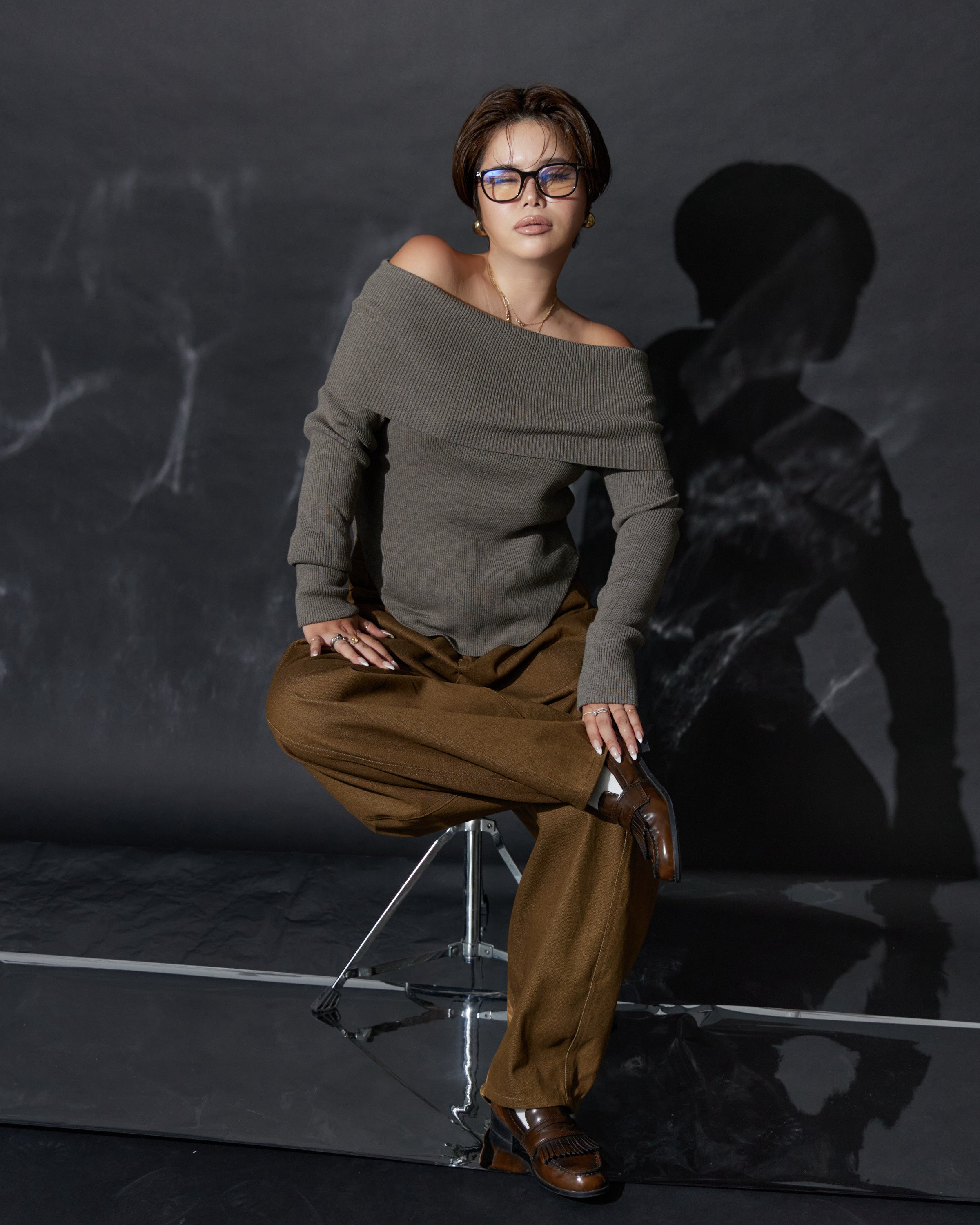 Sculpted Off-Shoulder Knit