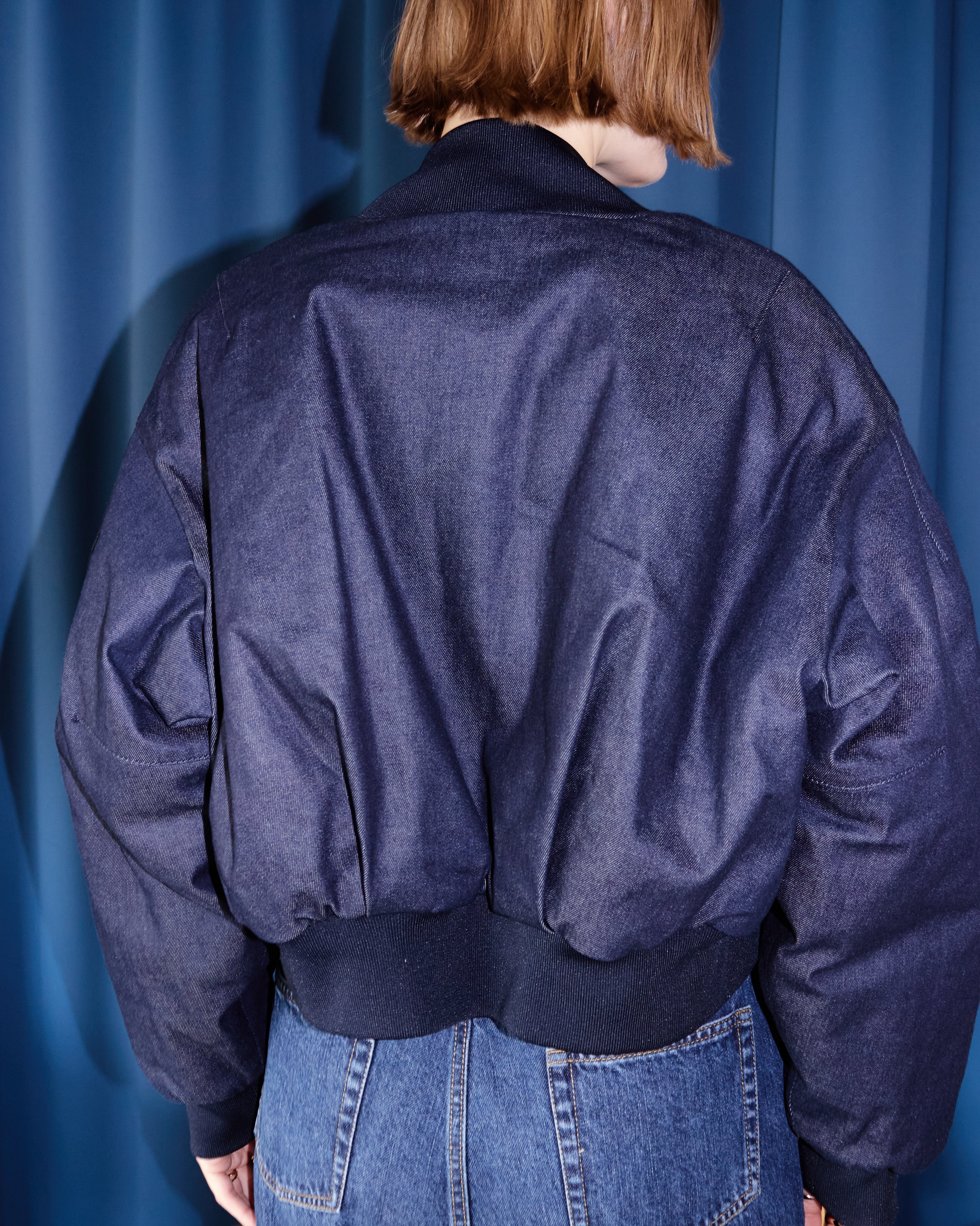 Volume Sleeve Denim Bomber jacket