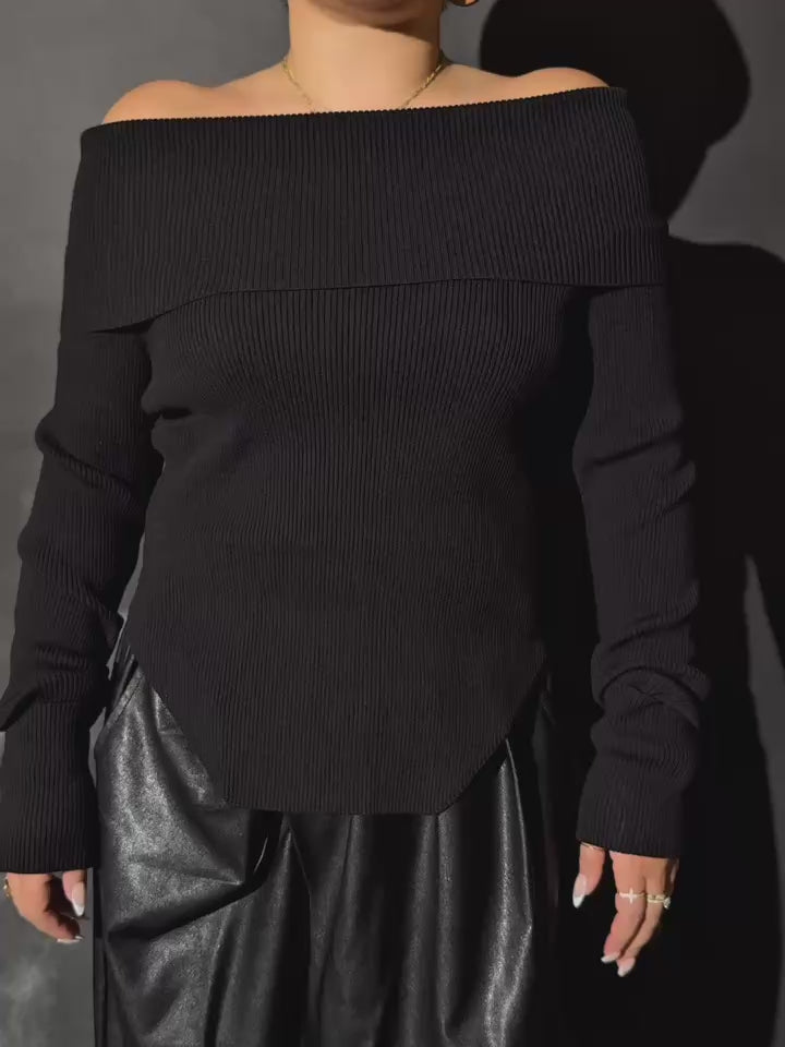 Sculpted Off-Shoulder Knit – WONEM